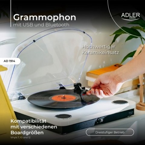AD 1914 White Gramofon z usb i bluetooth
