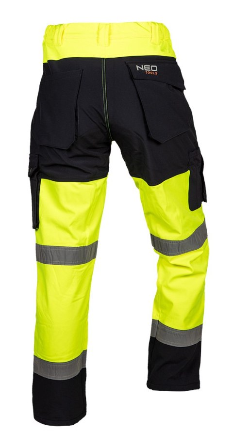 Spodnie robocze ostrzegawcze softshell, żółte, rozmiar M