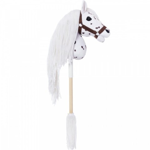 Koń na kiju hobby horse hoppihorse a3 leopard - biały, maść tarantowata