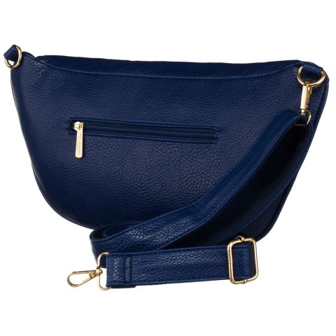Duża granatowa nerka damska biodrówka saszetka ze skóry ekologicznej crossbody Peterson