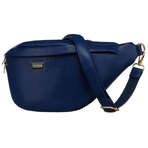 Granatowa sportowa nerka damska ze skóry ekologicznej saszetka na biodra lub na ramię crossbody Peterson