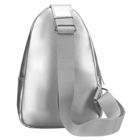 Modna srebrna saszetka damska z eko skóry nerka na ramię crossbody Peterson