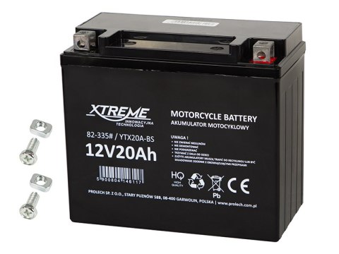 82-335# Akumulator motocyklowy 12v 20ah xtreme prawy +