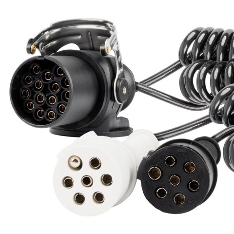 Przewód spiralny naczepy tir 2x 7 pin 15 pin typ n/s 5m 24v amio-04381