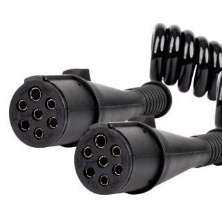 Przewód spiralny naczepy tir 2x 7 pin typ n 5m 24v amio-04380