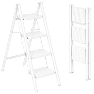 Drabinka 4-stopniowa metalowa EASYSTEP składana WHITE