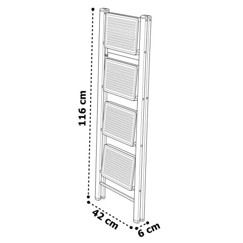 Drabinka 4-stopniowa metalowa EASYSTEP składana WHITE