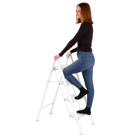 Drabinka 4-stopniowa metalowa EASYSTEP składana WHITE