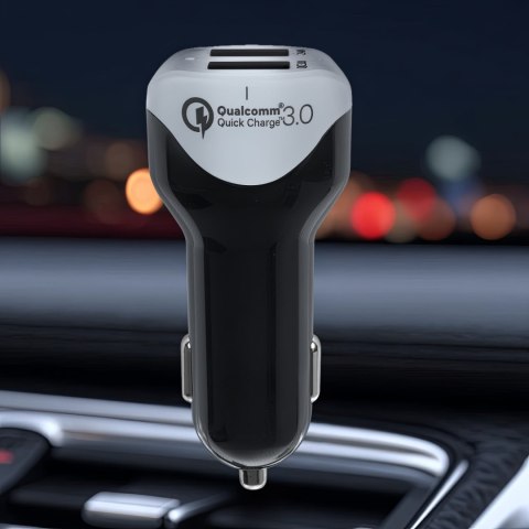 Ładowarka samochodowa max4,8A 2xUSB Maclean Energy MCE157 Qualcomm Quick Charge QC 3.0 plus kabel 1.5m Silver