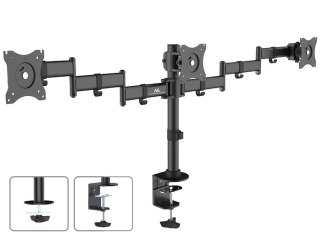 Uchwyt / wieszak biurkowy na 3 monitory Maclean, podwójne ramiona, VESA 75x75 oraz 100x100, 13"-27", 8kg, MC-691