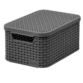 Koszyk z pokrywą Curver Rattan Style M ciemny szar