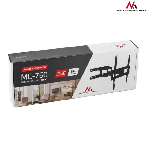 Uchwyt / wieszak do TV lub monitora Maclean, uniwersalny, max VESA 400x400, 26-65", 30kg, czarny, MC-760