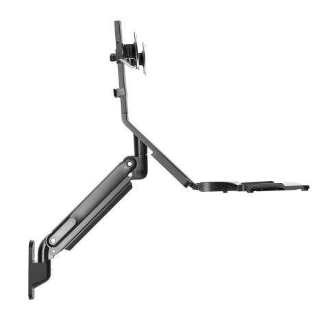 Stacja robocza do biura / na produkcję Maclean, uchwyt na komputer i klawiarurę, dla 2 monit. 17 "~ 27", do pracy stojąco siedzą