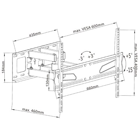 Uchwyt / wieszak do TV Maclean, uniwersalny, max VESA 600x400, 37-80" 45kg, czarny, MC-723 B