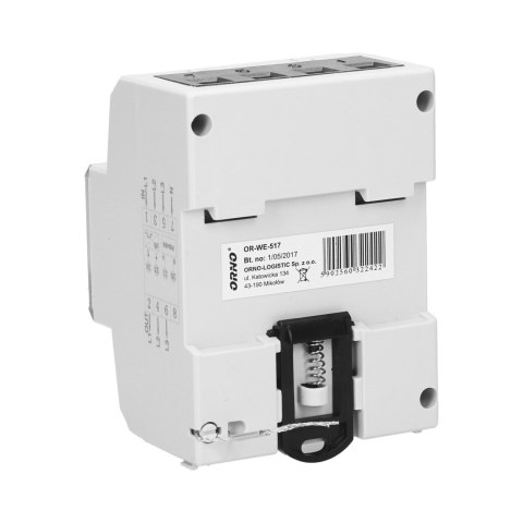 3-fazowy licznik energii elektrycznej, 80A, port RS-485, wielotaryfowy, 4,5 moduły, DIN TH-35mm