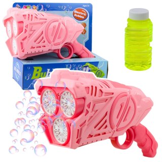 Pistolet Na Bańki Mydlane Na Baterie Światła LED Różowy