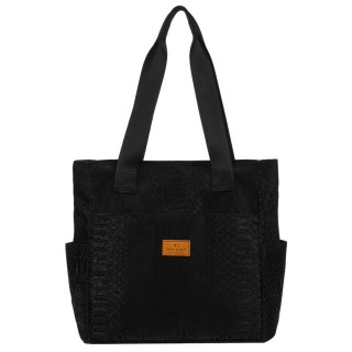 Duży shopper damski z poliestru w czarnym kolorze - Rovicky