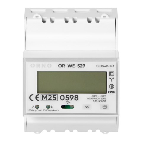 3-fazowy licznik energii elektrycznej, 100A, port RS-485, MID, 4 moduły, DIN TH-35mm, PV-Ready