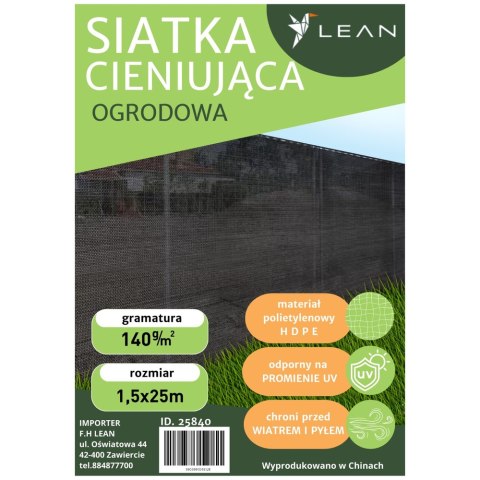 Siatka Cieniująca Na Ogrodzenie Płot Maskująca Zielona 1.5M 25M 140g/m?