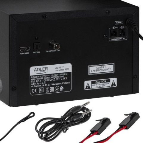 AD 1917 Wieża hi-fi z bluetooth, cd, usb i radiem fm