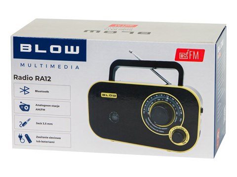 77-542# Radio przenośne analogowe am/fm blow ra12 czarno-złote