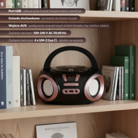 AD 1181 black copper Radio boombox cd-mp3 | usb | fm radio | aux | gniazdo słuchawkowe