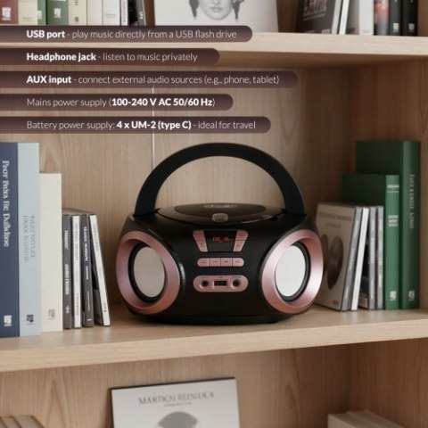 AD 1181 black copper Radio boombox cd-mp3 | usb | fm radio | aux | gniazdo słuchawkowe