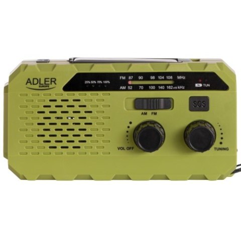 AD 1197 Green Radio solarne z korbką ręczną