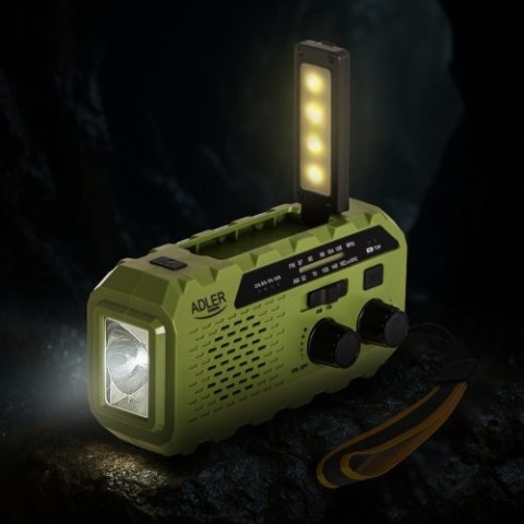 AD 1197 Green Radio solarne z korbką ręczną