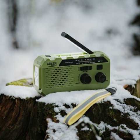 AD 1197 Green Radio solarne z korbką ręczną