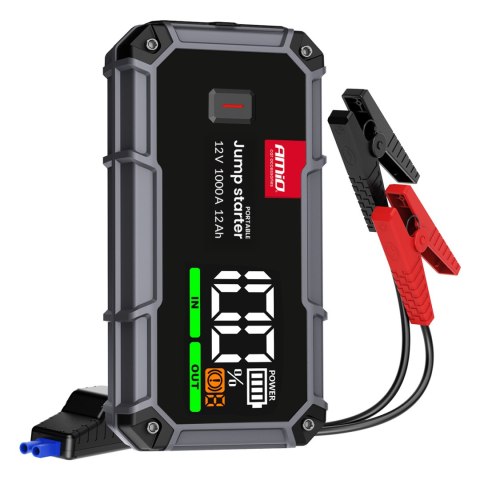 Urządzenie rozruchowe 3w1 booster powerbank latarka led 12v 12ah 1000a pro amio-04676