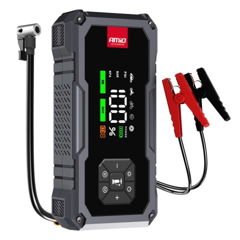Urządzenie rozruchowe 4w1 booster powerbank kompresor latarka led 12v 7,2ah 600a pro amio-04674