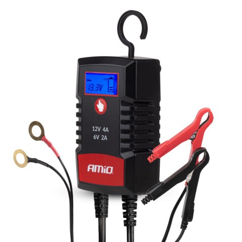 Prostownik cyfrowy agm gel std lfp max 4a 6v 12v pro hook amio-04531