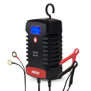 Prostownik cyfrowy agm gel std lfp max 8a 12v 24v pro hook amio-04533