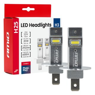 Żarówki samochodowe led seria h25 canbus h3 12v 20w amio-04710