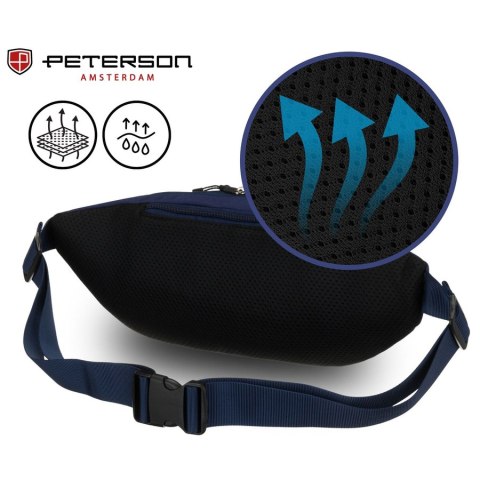 Granatowa, sportowa saszetka z poliestru zamykana suwakiem - Peterson