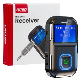 Odbiornik bluetooth na mini jack lcd aux amio-04659
