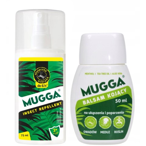 Mugga spray 9,5% 75 ml na komary kleszcze + Balsam kojący 50ml
