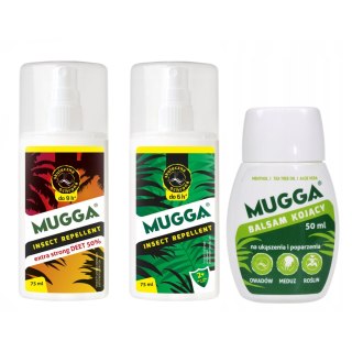 Zestaw 2x Mugga 50% + 9,5% Deet rodzinny + Balsam kojący 50ml