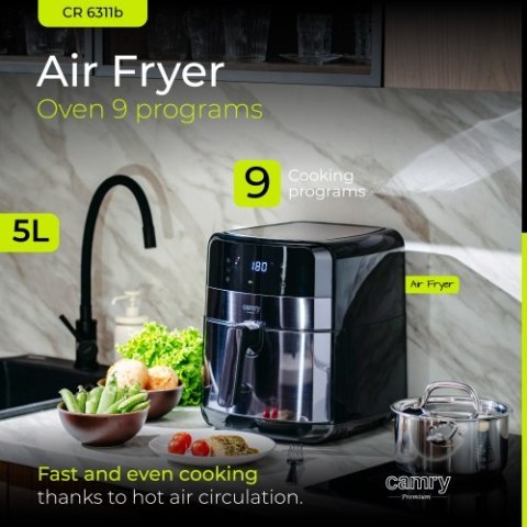 CR 6311b Black Frytkownica beztłuszczowa | 9 programów | 5,0 l | air fryer