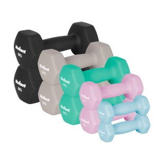 Hantelki żeliwne neoprenowe HEX zestaw 30kg (2x1kg+2x2kg+2x3kg+2x4kg+2x5kg), REBEL ACTIVE