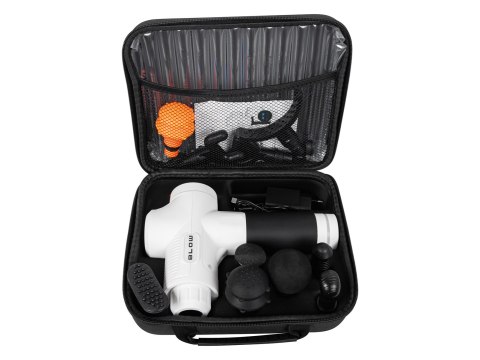 44-357# Pistolet do masażu masażer blow wave 4000 biały + 10 końcówek + walizka