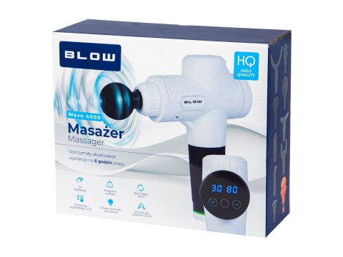 44-357# Pistolet do masażu masażer blow wave 4000 biały + 10 końcówek + walizka