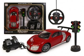 Auto r/c z kierownicą i sygnalizacją świetlną