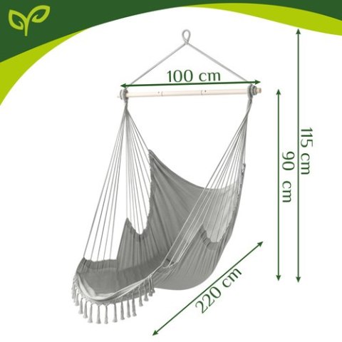 Huśtawka - fotel wiszący 210cm szary Gardlov