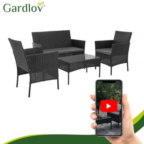 Meble ogrodowe rattanowe czarne Gardlov 26908