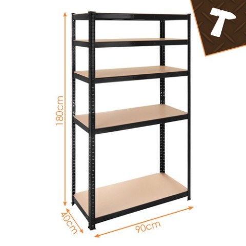 Regał magazynowy - czarny 180x90x40 Bigstren