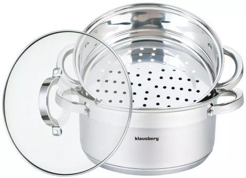 Garnek na parę stal, zestaw 3 elementy śr.22cm klausberg