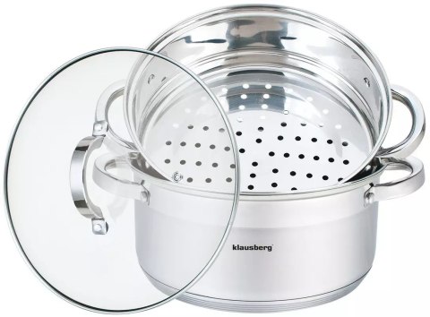 Garnek na parę stal, zestaw 3 elementy śr.24cm klausberg
