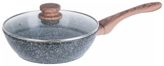 Patelna z pokrywką, aluminium, szary marmurek śr.22cm kinghoff